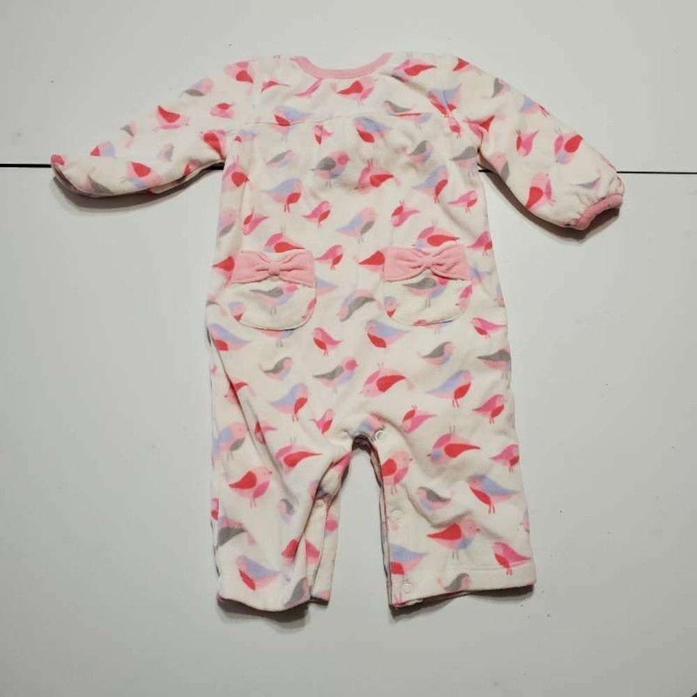 Carter's Unisex One-Piece Ivory Birds Crew Neck 3/4 Sleeve Romper 3-6 Months